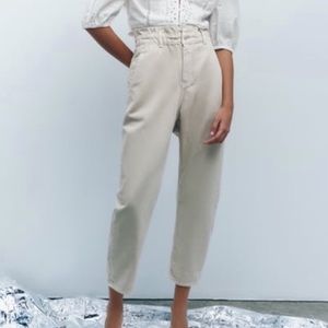 Zara cream Paperbag jeans